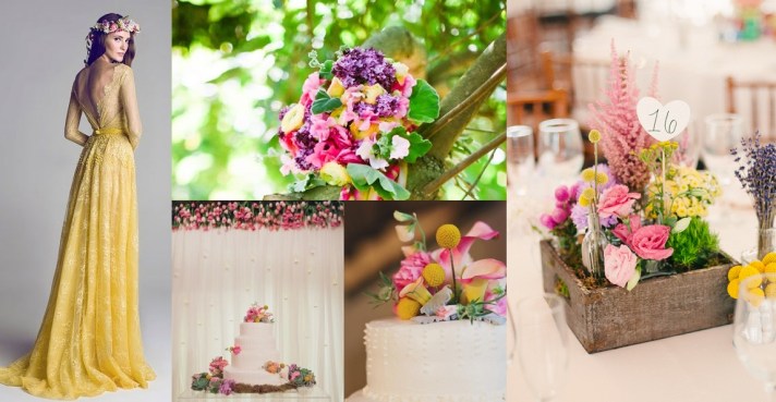 bohoyellowpurplepinkwedding