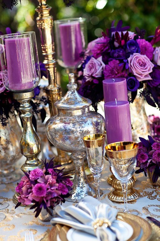 Purple Tablescapes via colincowieweddings.com